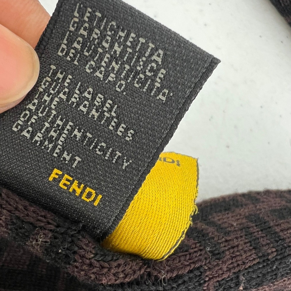 Fendi Zucca Monogram Scarf Brown Black 100% Wool Made in Italy‎ FF Logo - Picture 7 of 13